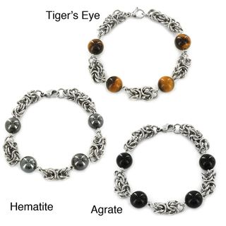 ELYA Stainless Steel Created Stone Bead Bracelet West Coast Jewelry Gemstone Bracelets