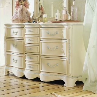 Lea Jessica McClintock Romance 10 Drawer Triple Dresser with Antique White Wood Finish   203 211