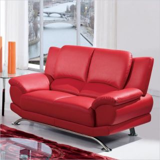 Global Furniture USA 9908 Loveseat in Red With Chrome Legs   U9908 R6V RED L