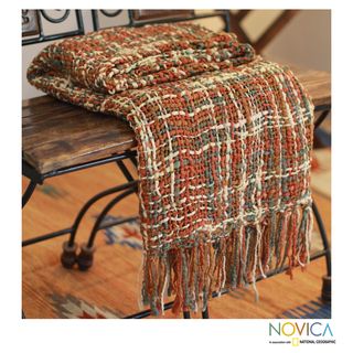 Handcrafted Acrylic 'Joyous Earth' Throw (India) Novica Throws