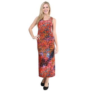 24/7 Comfort Apparel Women's Multicolored Print Sleeveless Maxi Dress 24/7 Comfort Apparel Casual Dresses