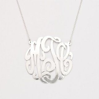 .925 Sterling Silver Custom Three Letter Initial Monogram Pendant 1.5 inches Jewelry
