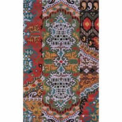 nuLOOM Handmade Damask Multi Wool Rug (7'6 x 9'6) Nuloom 7x9   10x14 Rugs