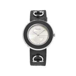 Gucci Women's U Play Black Leather Silver Dial Watch Gucci Women's Gucci Watches