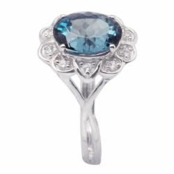 De Buman Sterling Silver Blue Topaz and Cubic Zirconia Ring De Buman Gemstone Rings