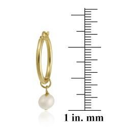 Glitzy Rocks 18k Gold over Silver Freshwater Pearl Dangle Earrings (6 7 mm) Glitzy Rocks Pearl Earrings