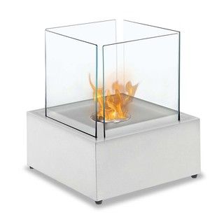 Madrid White Table Top Ethanol Fuel Fireplace Indoor Fireplaces