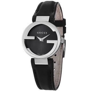 Gucci Women's YA133501 'Interlocking' Black Dial Black Leather Strap Quartz Watch Gucci Women's Gucci Watches