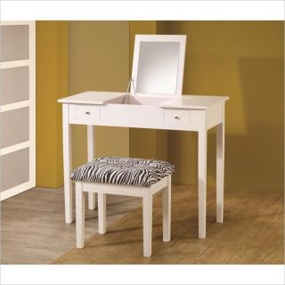 Coaster Lift Top Vanity Set with Upholstered Stool in White   300285