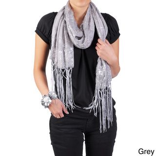 Hailey Jeans Co Women's Fringe Detail Sheer Sequined Scarf Hailey Jeans Co Scarves