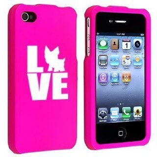 Apple iPhone 4 4S Pink Rubber Hard Case Snap on 2 piece Love Yorkie Cell Phones & Accessories