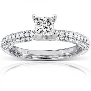 Annello 14k Gold 3/4ct TDW Princess cut Diamond Engagement Ring (H I, I1 I2) Annello Engagement Rings