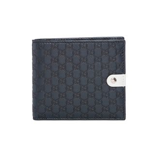 Gucci 'Microguccissima' Navy Leather Bi fold Wallet Gucci Designer Wallets