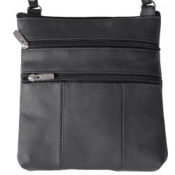 Journee Collection Black Genuine Leather Cross Body Bag Journee Collection Crossbody & Mini Bags