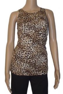 Ooh La La Sleeveless Leopard Print Knit Top with Side Ruching Tank Top And Cami Shirts