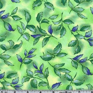 45'' Wide Kimiko's Watercolors Petal Green Fabric By The Yard