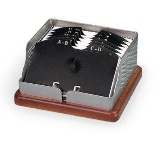 Rolodex Punched Metal & Wood Business Card File, 125 2 1/4 Inches x 4 Inches card capacity (L22791) 