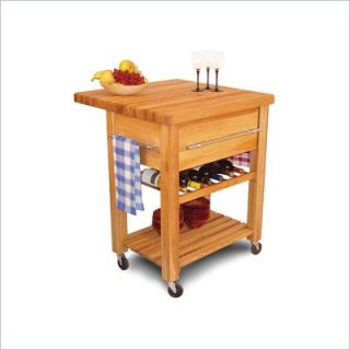 Catskill Craftsmen Baby Grand Butcher Block Workcenter with Wine Rack in Natural   2008