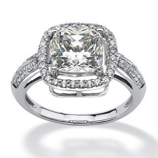 Ultimate 10k White Gold Cubic Zirconia Halo Ring Palm Beach Jewelry Cubic Zirconia Rings
