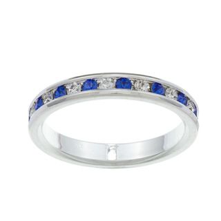 City Style Silvertone Blue and Clear Cubic Zirconia Eternity Ring City Style Cubic Zirconia Rings