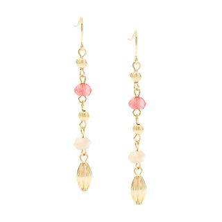 Carolee Pink/ Gold and Cream Beaded Linear Earrings Carolee Fashion Earrings