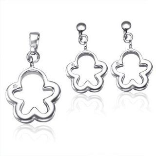 Gingerbread Man CZ & Sterling Silver Pendant & Earrings Set TrendToGo Jewelry