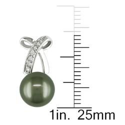 Miadora 14k White Gold Tahitian Pearl and 1/10ct TDW Diamond Earrings (8 8.5 mm)(G H, I1 I2) Miadora Pearl Earrings