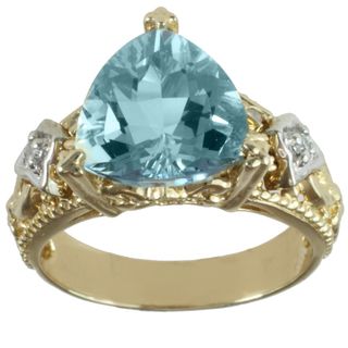 Michael Valitutti 14k Two tone Gold Aquamarine and White Diamond Ring Michael Valitutti Gemstone Rings