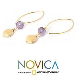 Handcrafted Gold Vermeil 'Lilac Berry' Amethyst Earrings (Thailand) Novica Earrings