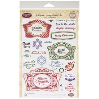 Just Rite Christmas Vintage Labels 27 piece Clear Stamps (6x8 inch Sheet) Just Rite Clear & Cling Stamps