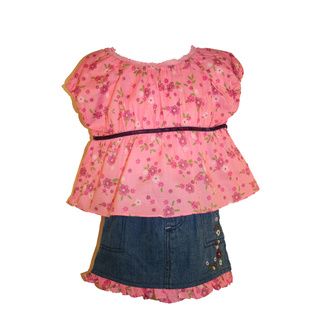 Beluga New York Pink Floral Print Denim Skirt Set Girls' Matching Sets