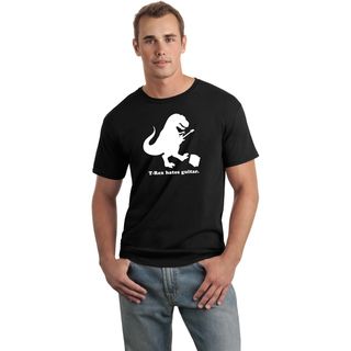 Men's Black T Rex Hates Guitar Funny T Shirt Casual Shirts