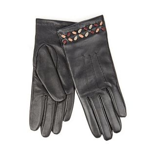 Bailey & Quinn Black leather stitch detail gloves