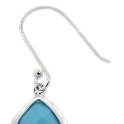 Dolce Giavonna Sterling Silver Synthetic Turquoise Pear Earrings Dolce Giavonna Gemstone Earrings