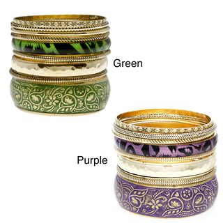 Set of 7 Brass Tropic Bloom Bangles (India) Bracelets