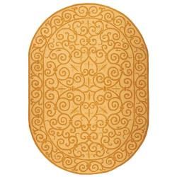 Hand hooked Chelsea Irongate Ivory/ Gold Wool Rug (4'6 x 6'6 Oval) Safavieh Round/Oval/Square