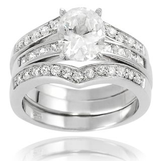Tressa Sterling Silver Oval White Cubic Zirconia Bridal style Ring Tressa Cubic Zirconia Rings