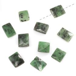 Beadaholique Zoisite Green Black Facet Rectangle Gem Bead 8 13mm (Set of 10) Beadaholique Loose Beads & Stones