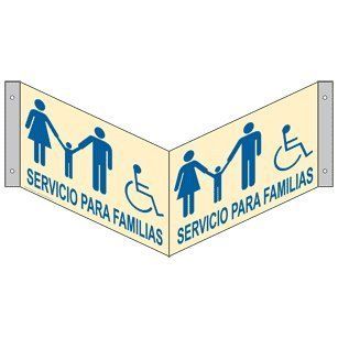 ADA Family Restroom Spanish Sign RRS 7035Tri BLUonIvory Restrooms  Business And Store Signs 