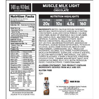 CytoSport Muscle Milk Light, Ready to Drink Shake, Chocolate, 14 Ounce, (Pack of 12) Health & Personal Care