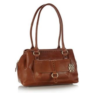 Bailey & Quinn Tan leather stab stitched grab bag