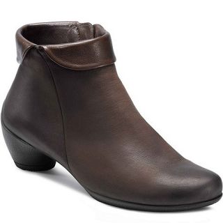 Ecco Brown sculptured cuff womens ankle boots