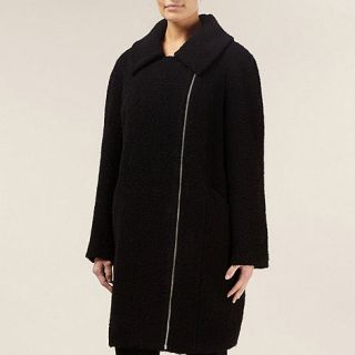 Planet Black boucle cocoon wool coat