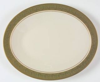 Franciscan Antique Green 13 Oval Serving Platter, Fine China Dinnerware   Green