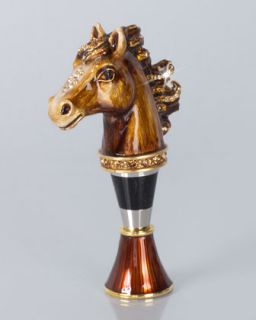 Clarance Horse Wine Stopper with Holder   Jay Strongwater   Multi colors