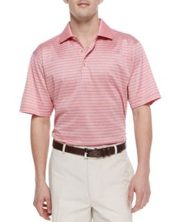 Mens Striped Knit Polo, Pink   Peter Millar   Pink (XXL)