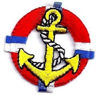 BUY 1 GET 1 OF SAME FREE/Anchor in Life Preserver  Iron On Embroidered Applique 