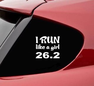 I run like a girl 26.2 funny running run jogging jog vinyl decals bumper stickers Automotive