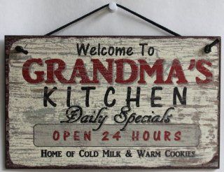 5x8 Vintage Style Sign Saying, "Welcome to GRANDMA''S KITCHEN Daily Specials OPEN 24 HOURS Home of Cold Milk & Warm Cookies" Decorative Fun Universal Household Signs from Egbert's Treasures   Cookie Jar