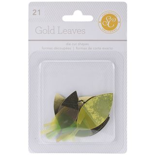 Lemonlush Die cut Cardstock Leaves 21/pkg w/gold Foil